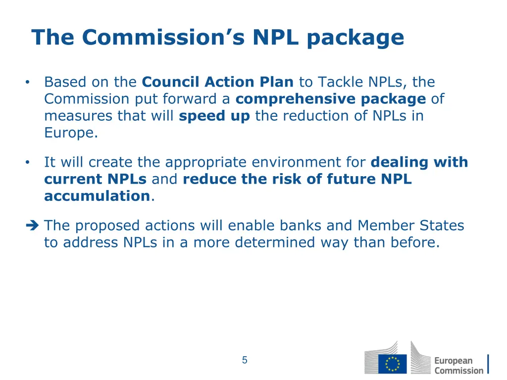 the commission s npl package