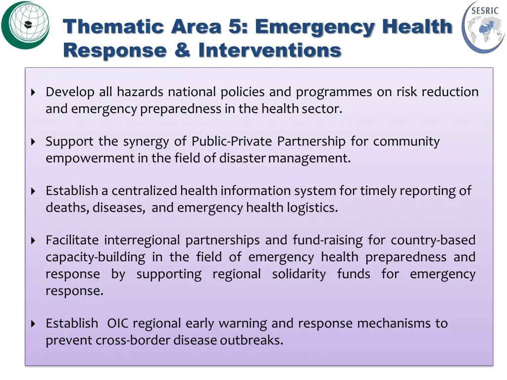 thematic area 5 emergency health response 1