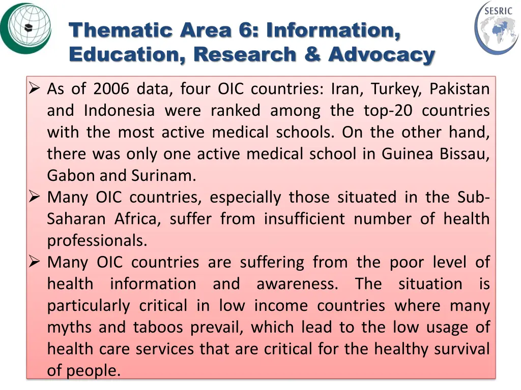 thematic area 6 information education research