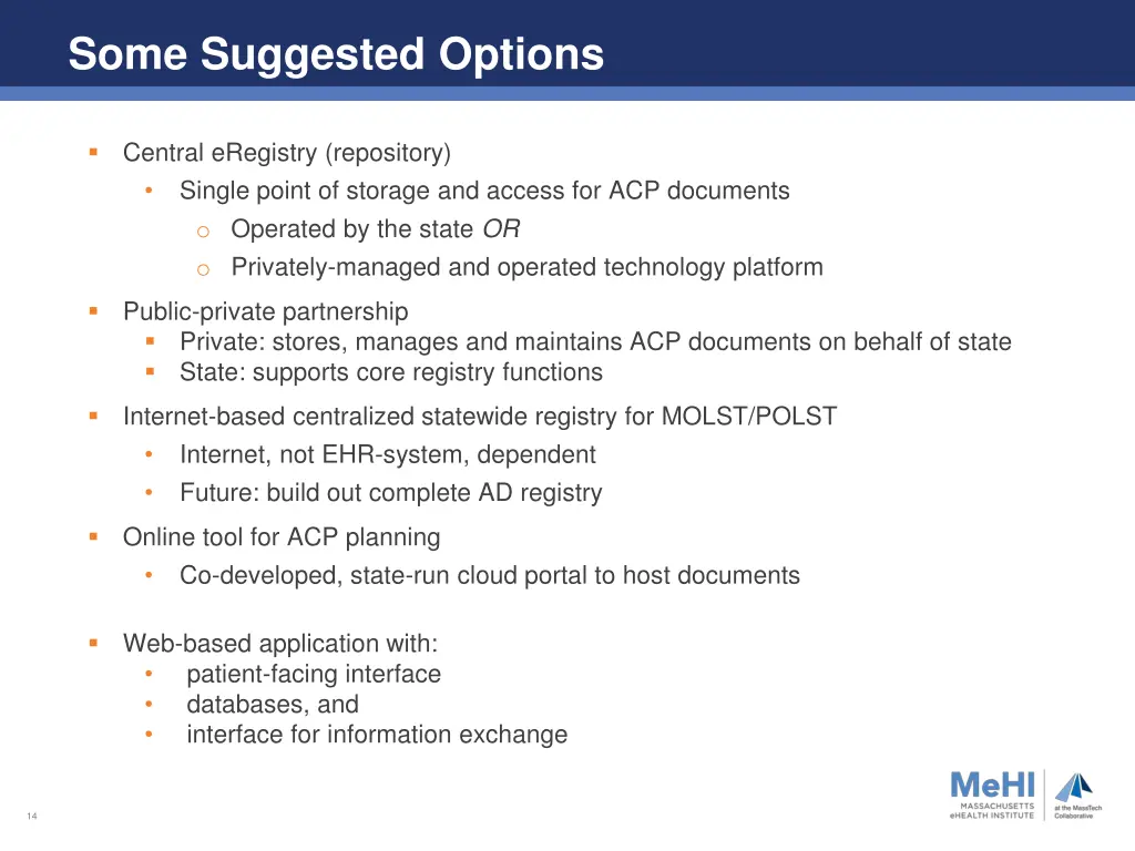 some suggested options