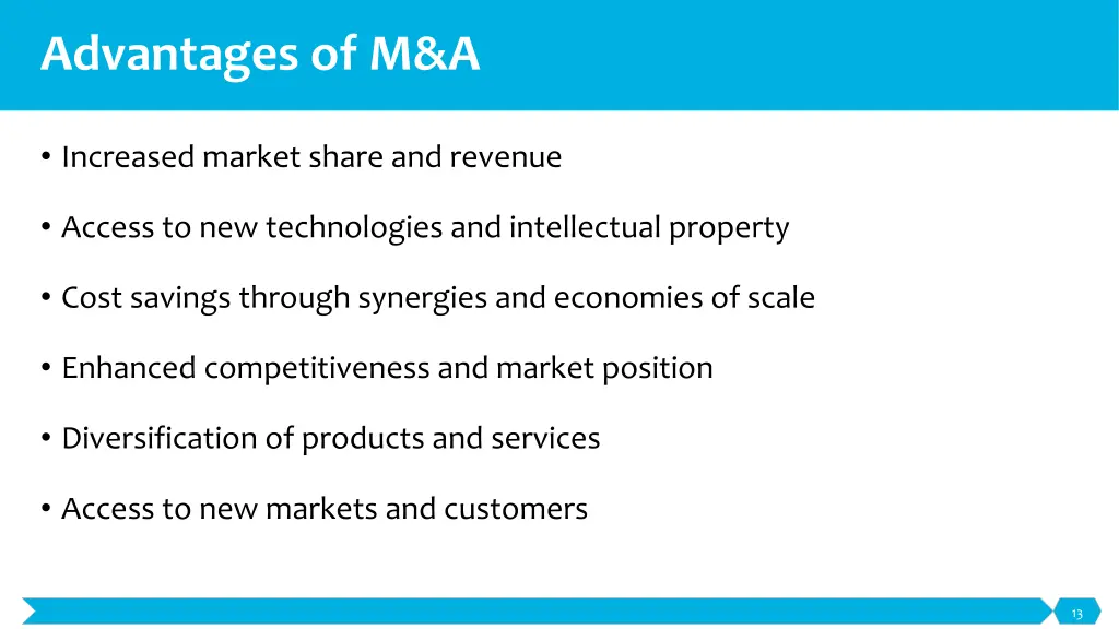 advantages of m a