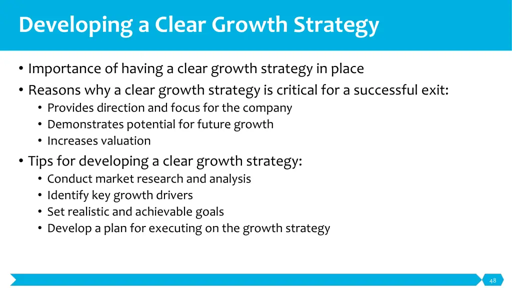 developing a clear growth strategy