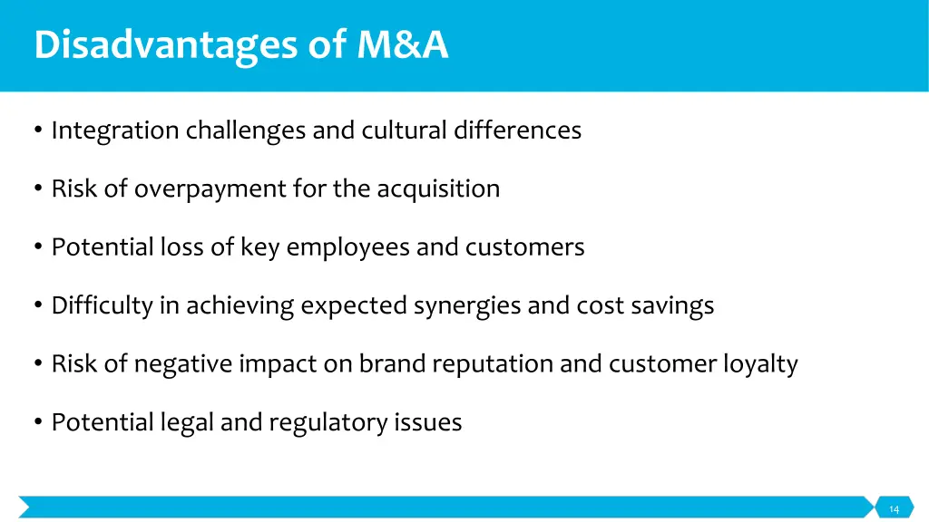disadvantages of m a