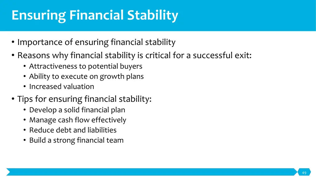 ensuring financial stability