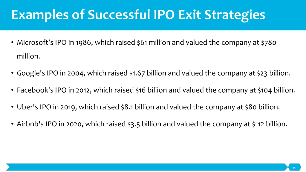examples of successful ipo exit strategies