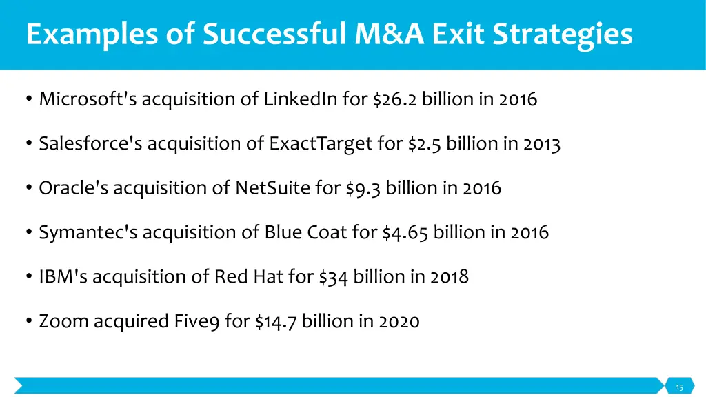 examples of successful m a exit strategies