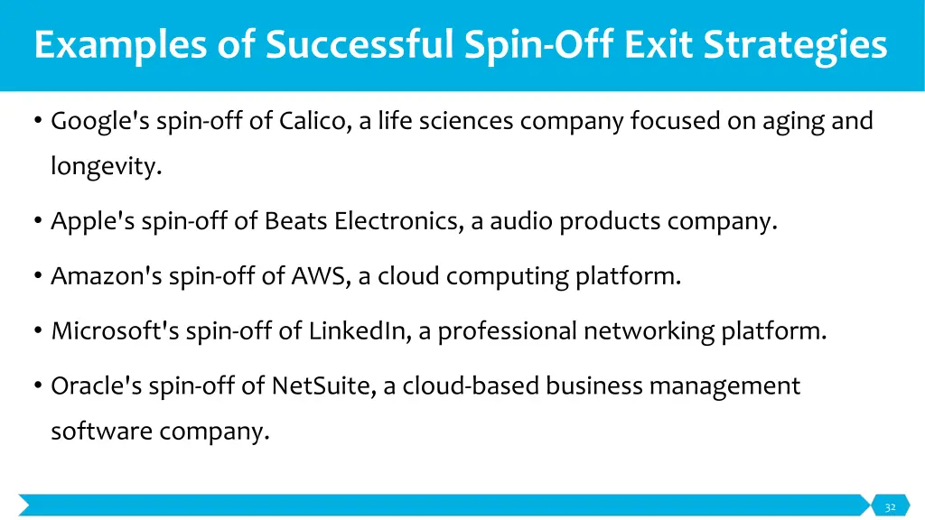 examples of successful spin off exit strategies