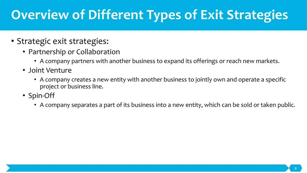 overview of different types of exit strategies 1