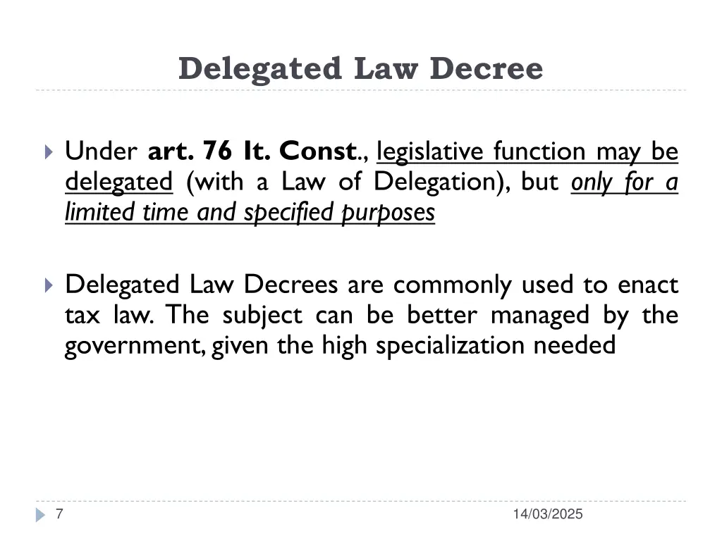 delegated law decree