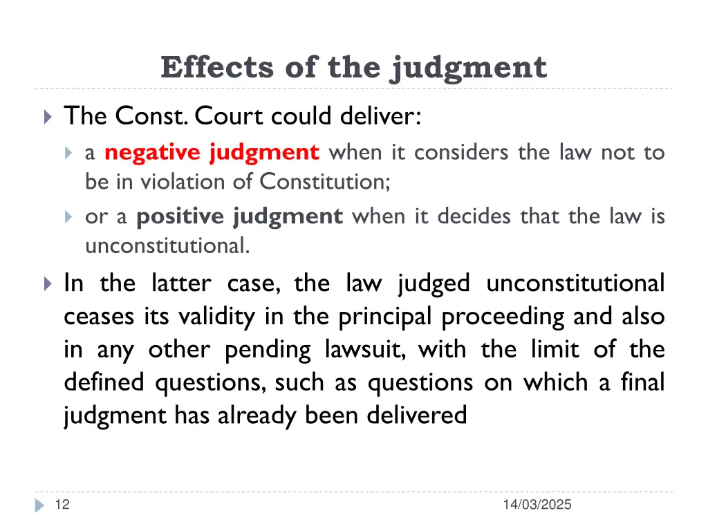 effects of the judgment