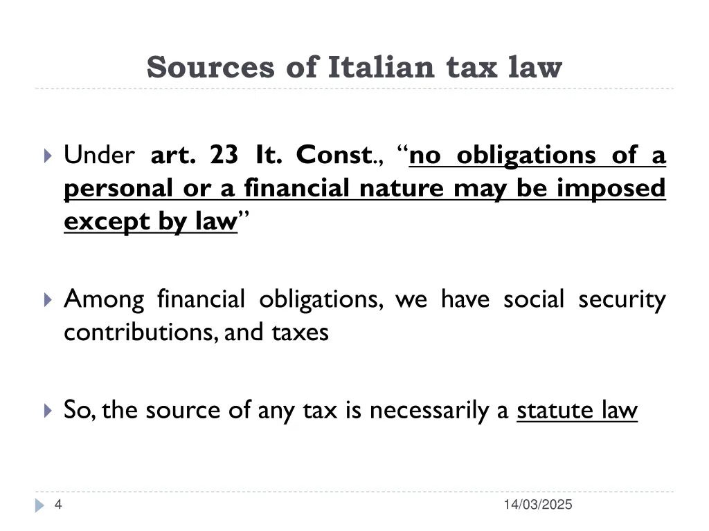 sources of italian tax law