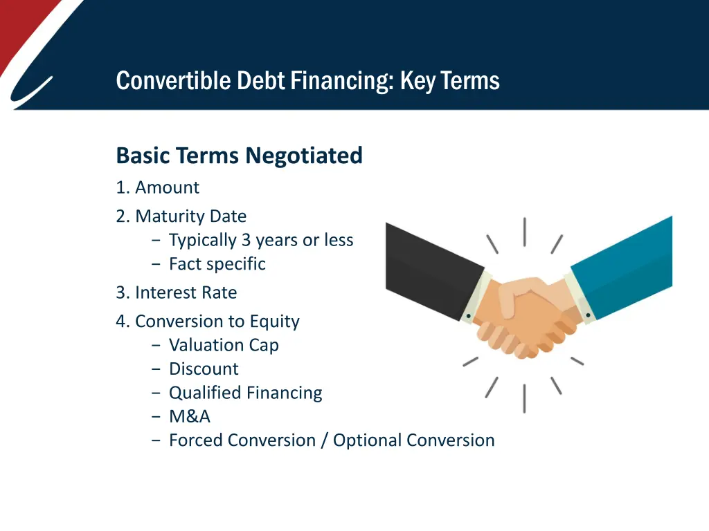 convertible debt financing key terms