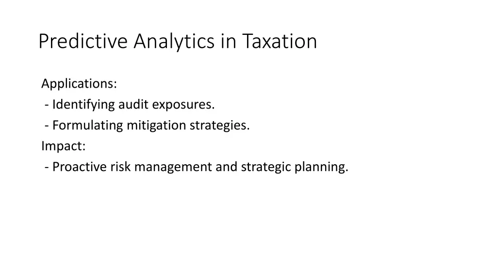 predictive analytics in taxation