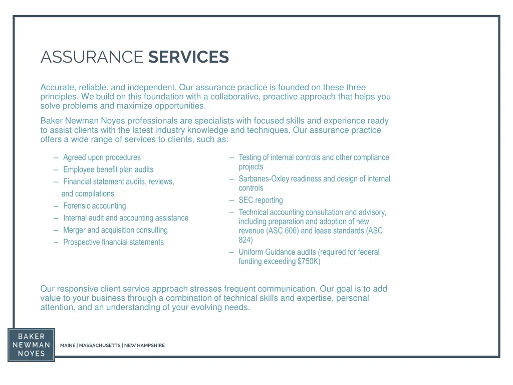 assurance services