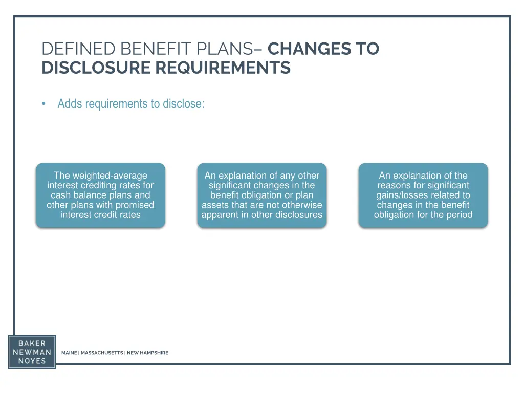 defined benefit plans changes to disclosure 1