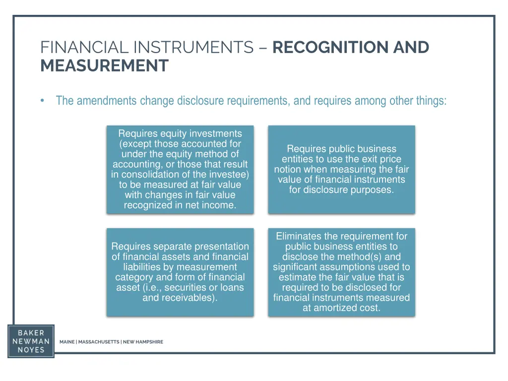 financial instruments recognition and measurement