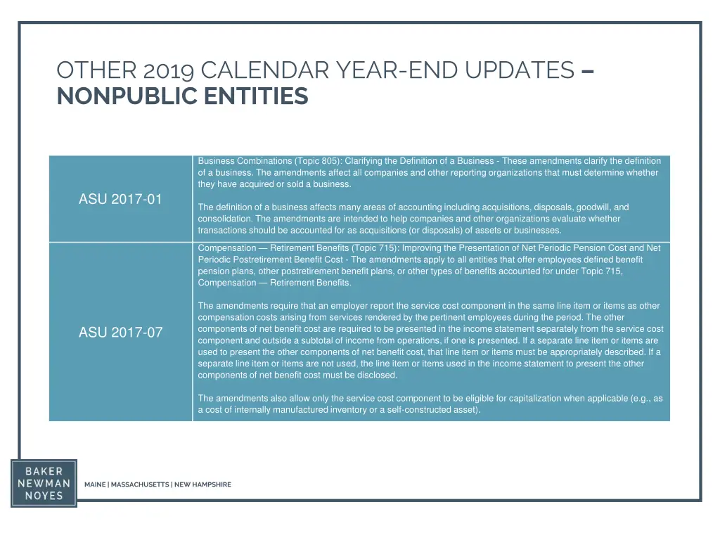 other 2019 calendar year end updates nonpublic 1