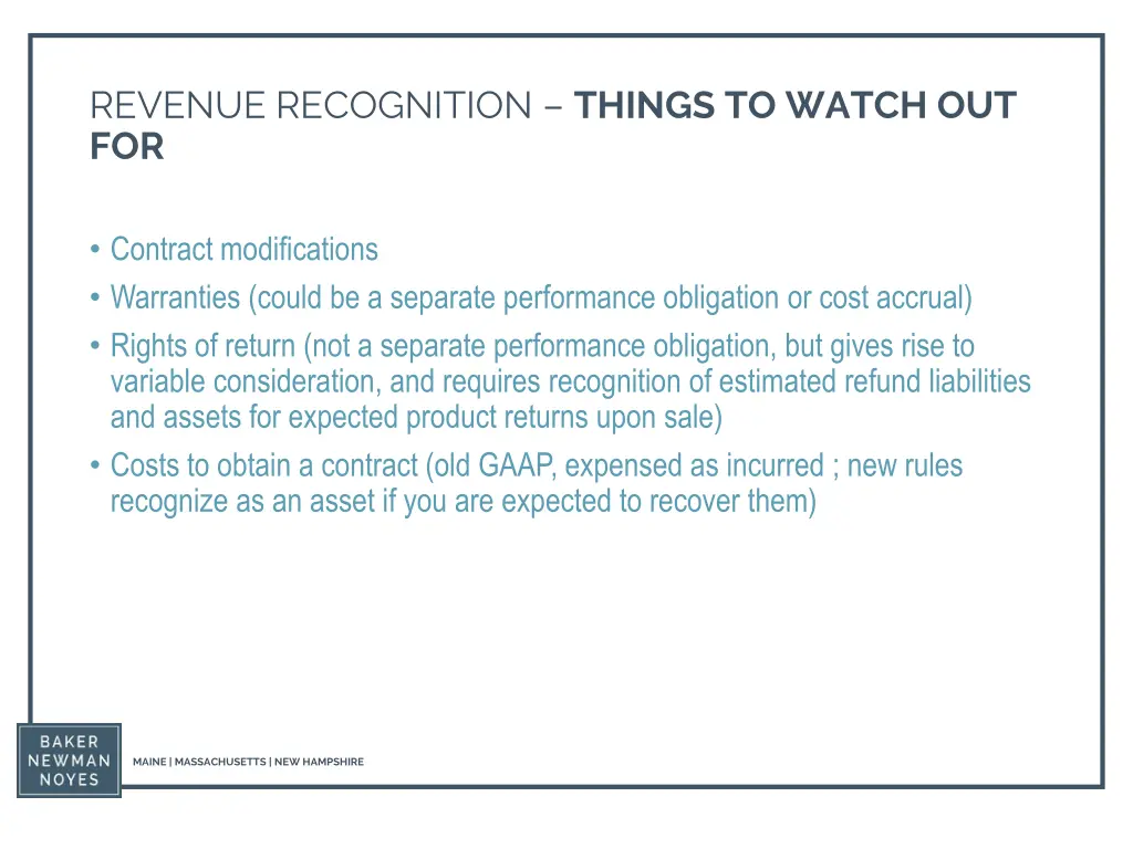revenue recognition things to watch out for
