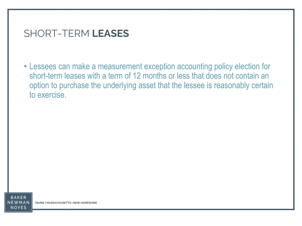 short term leases