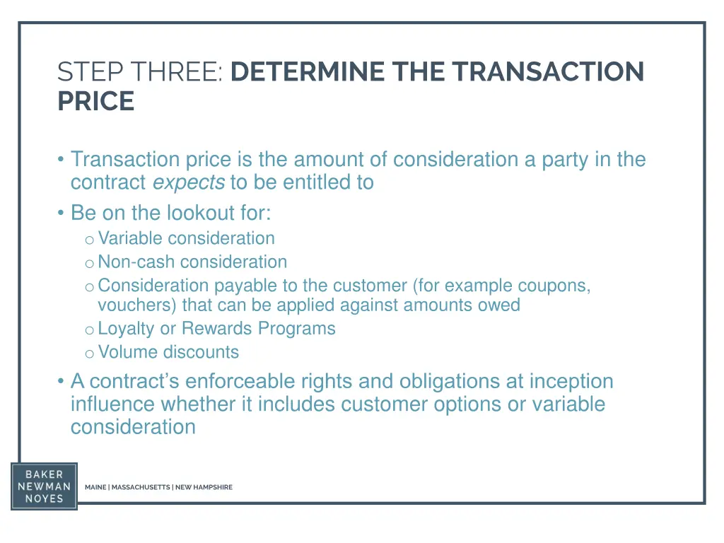 step three determine the transaction price