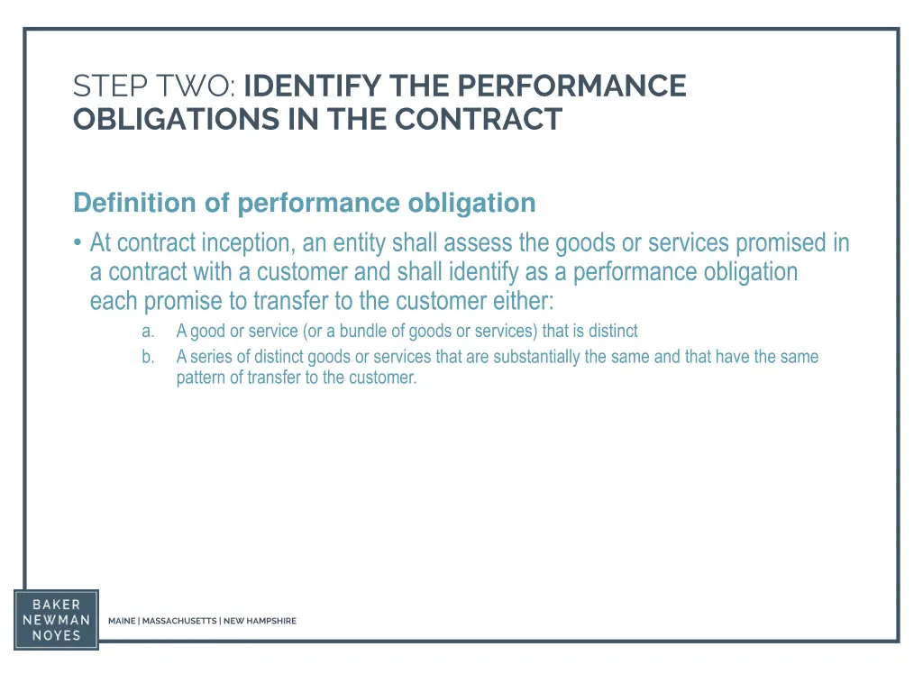 step two identify the performance obligations