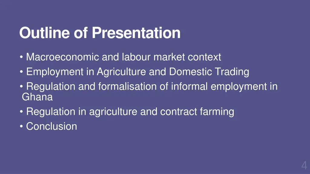 outline of presentation
