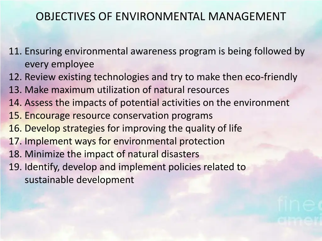 objectives of environmental management 1