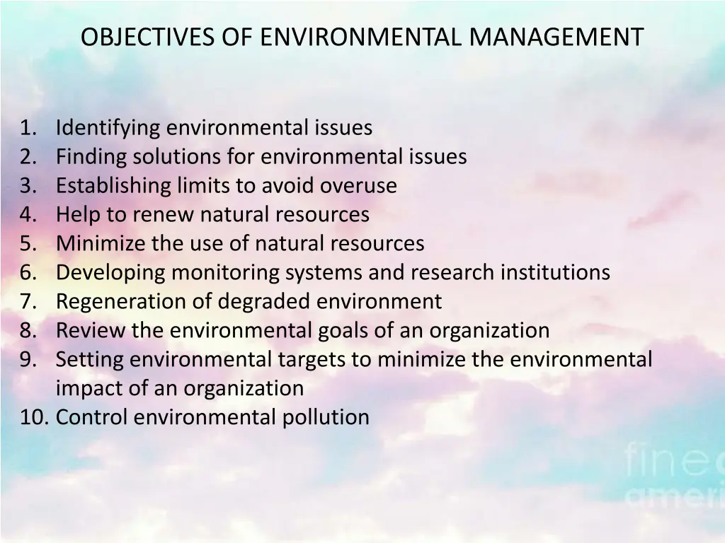 objectives of environmental management