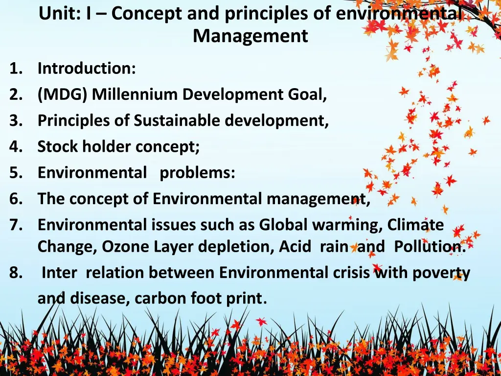 unit i concept and principles of environmental