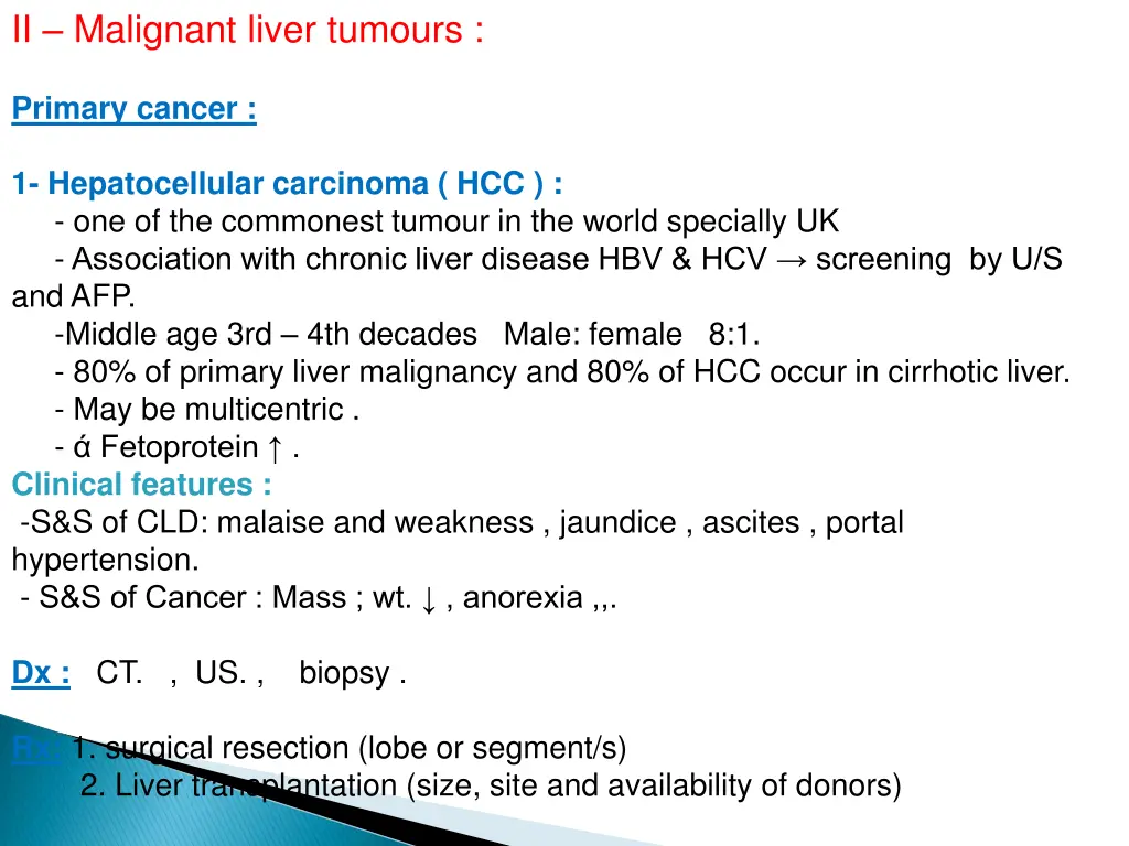 ii malignant liver tumours