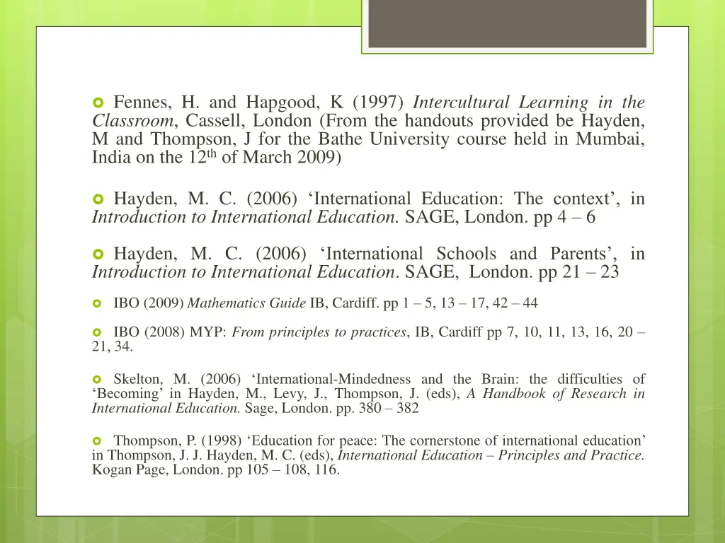 fennes h and hapgood k 1997 intercultural