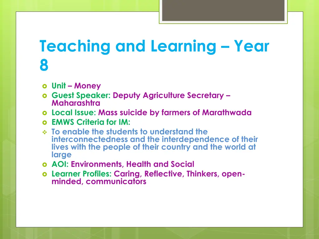 teaching and learning year 8
