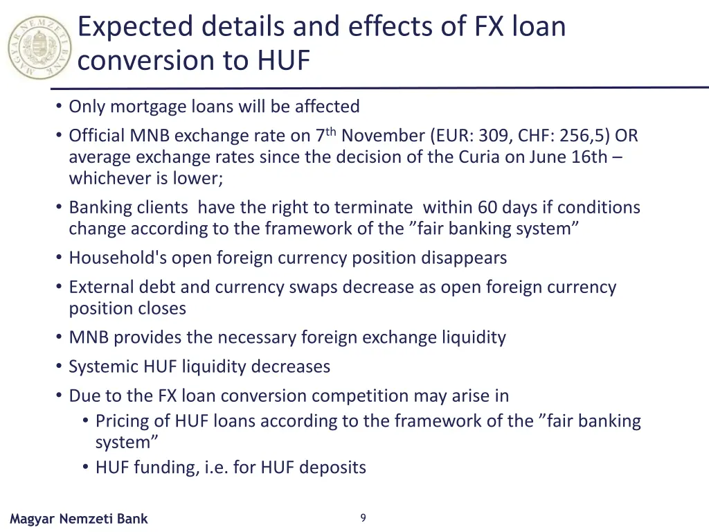 expected details and effects of fx loan
