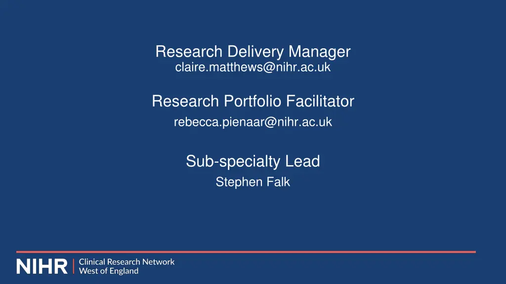 research delivery manager claire matthews@nihr
