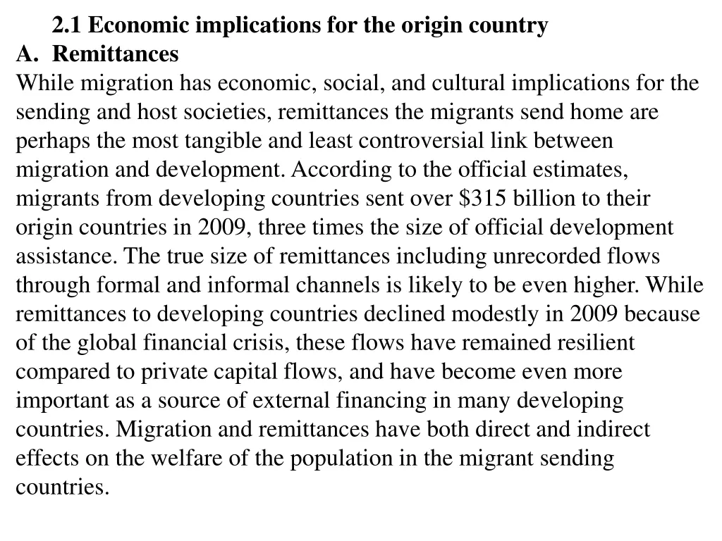 2 1 economic implications for the origin country