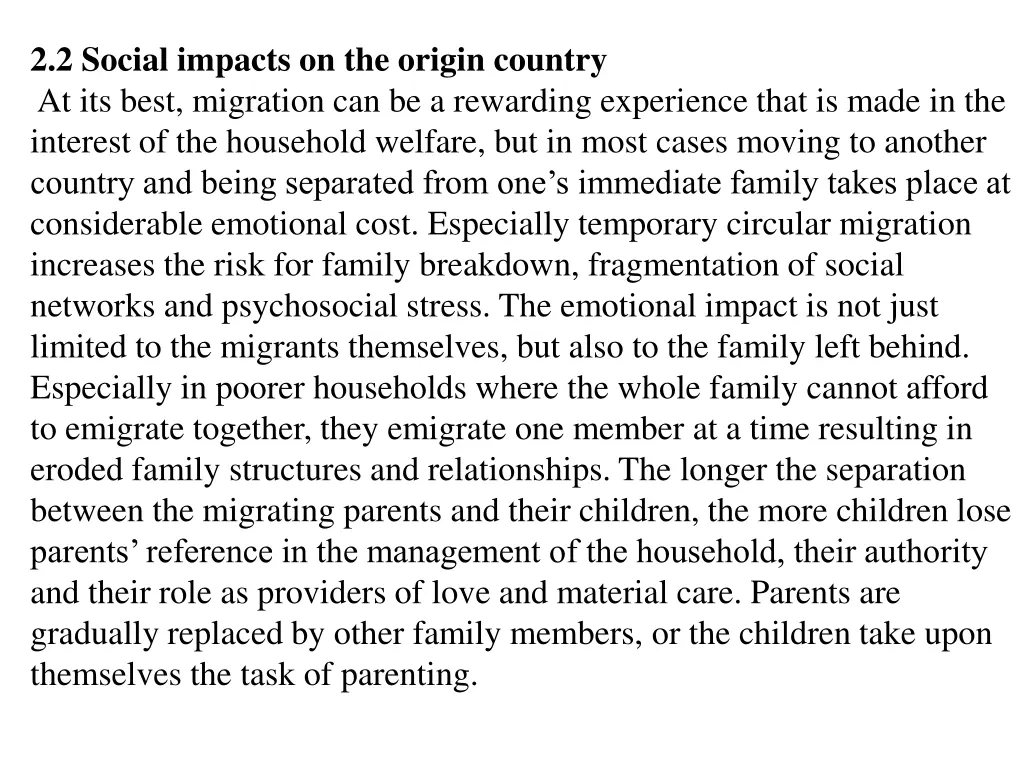 2 2 social impacts on the origin country