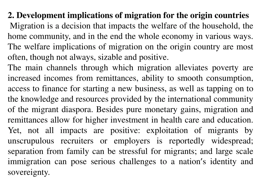 2 development implications of migration