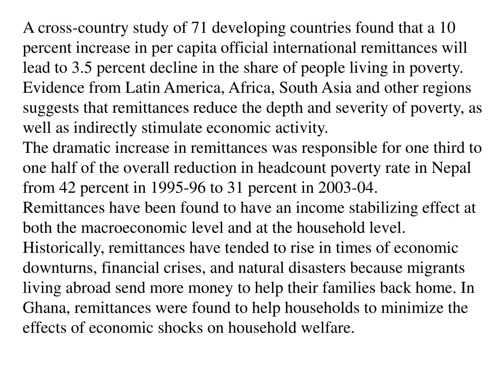 a cross country study of 71 developing countries
