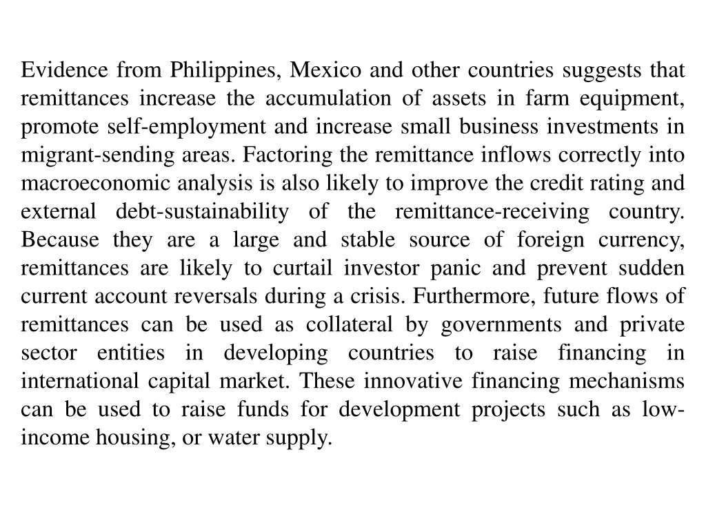 evidence from philippines mexico and other