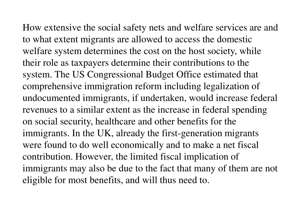 how extensive the social safety nets and welfare