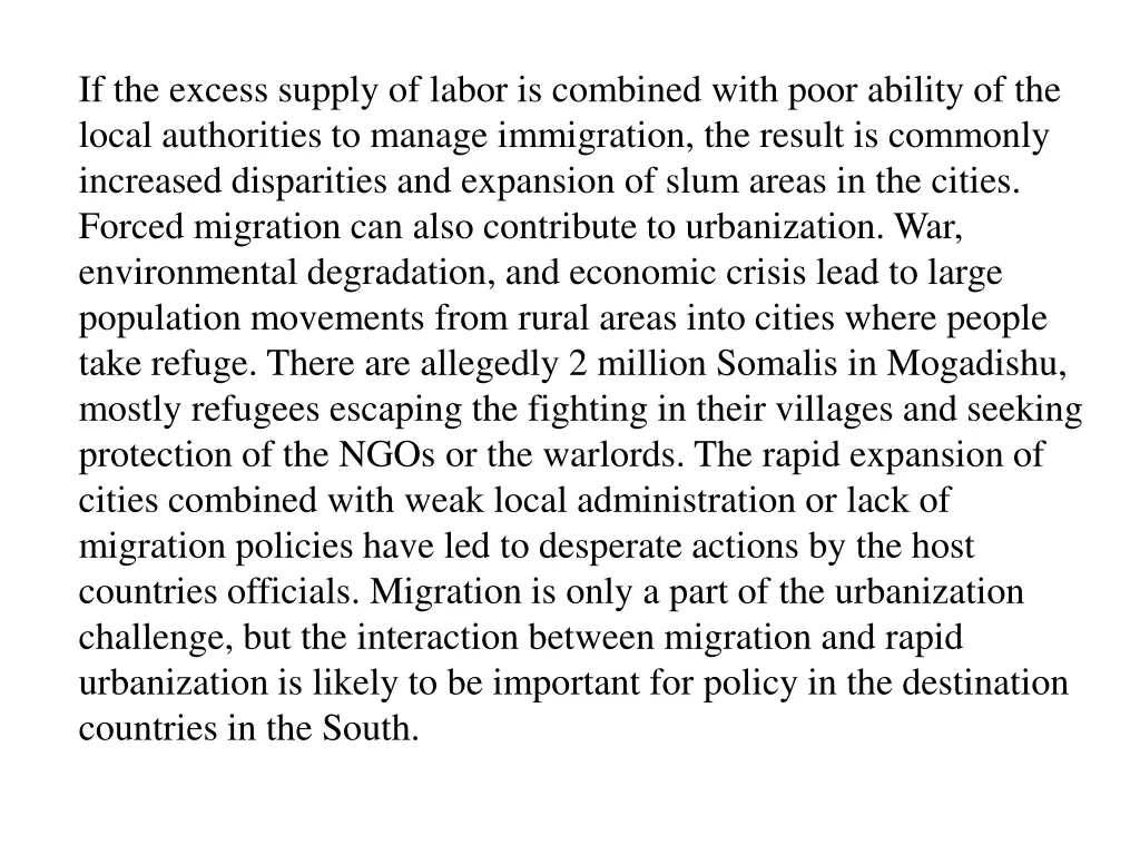 if the excess supply of labor is combined with