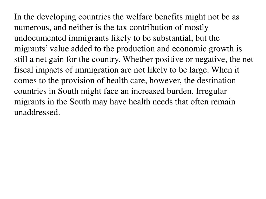 in the developing countries the welfare benefits
