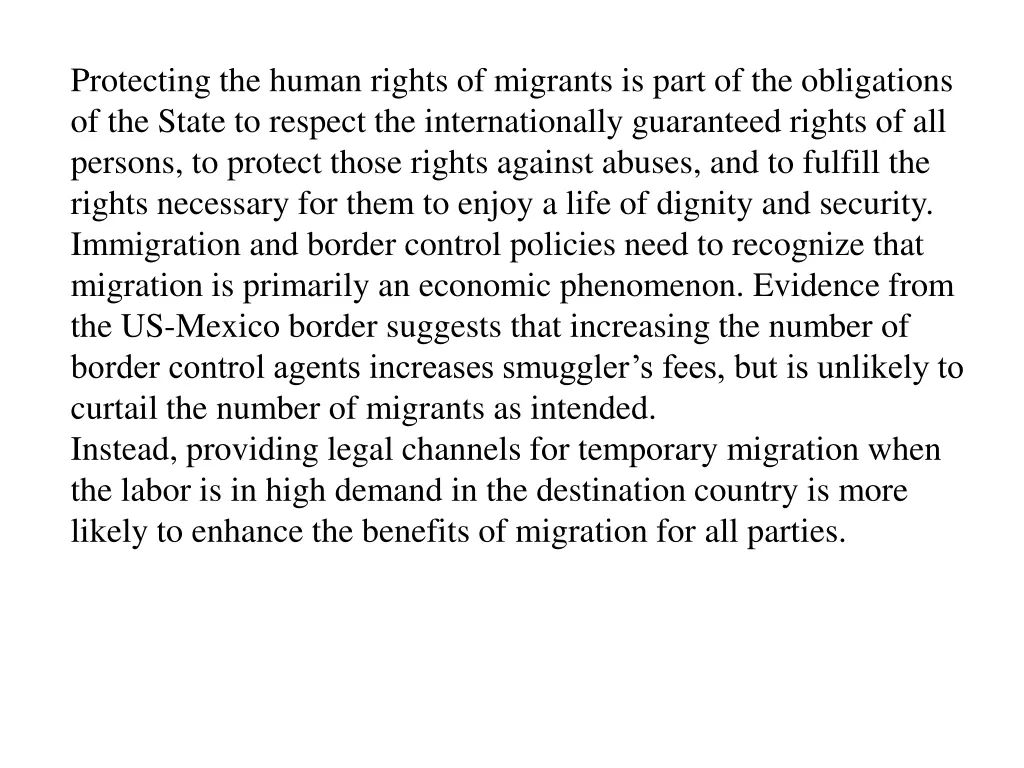 protecting the human rights of migrants is part