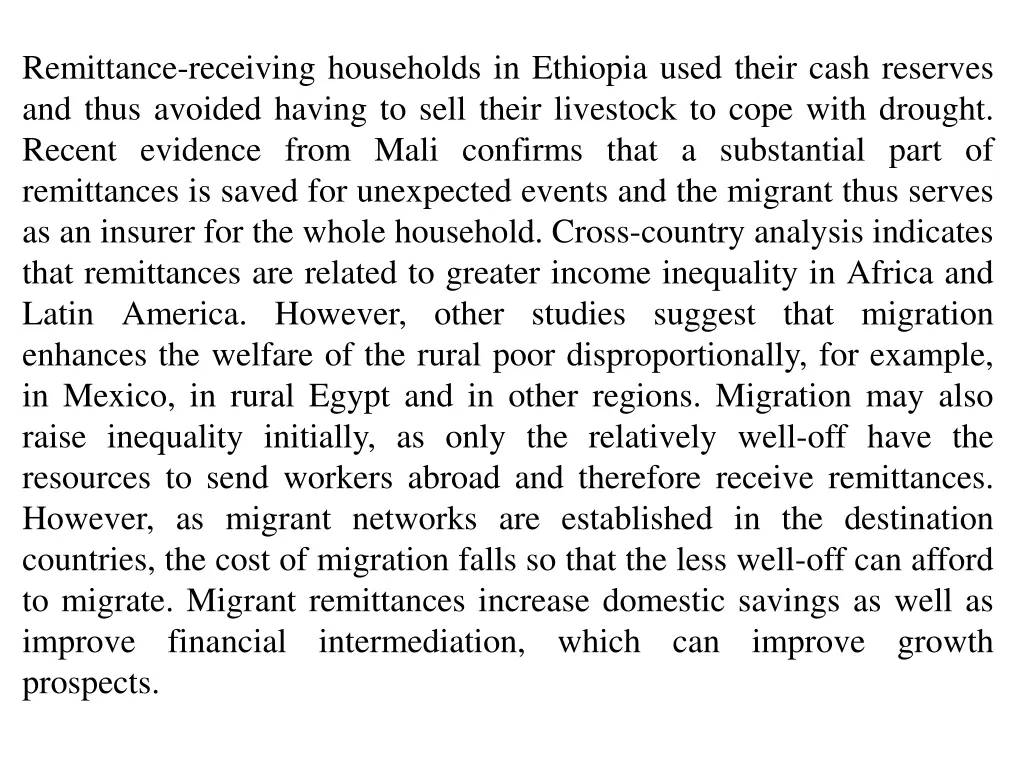 remittance receiving households in ethiopia used
