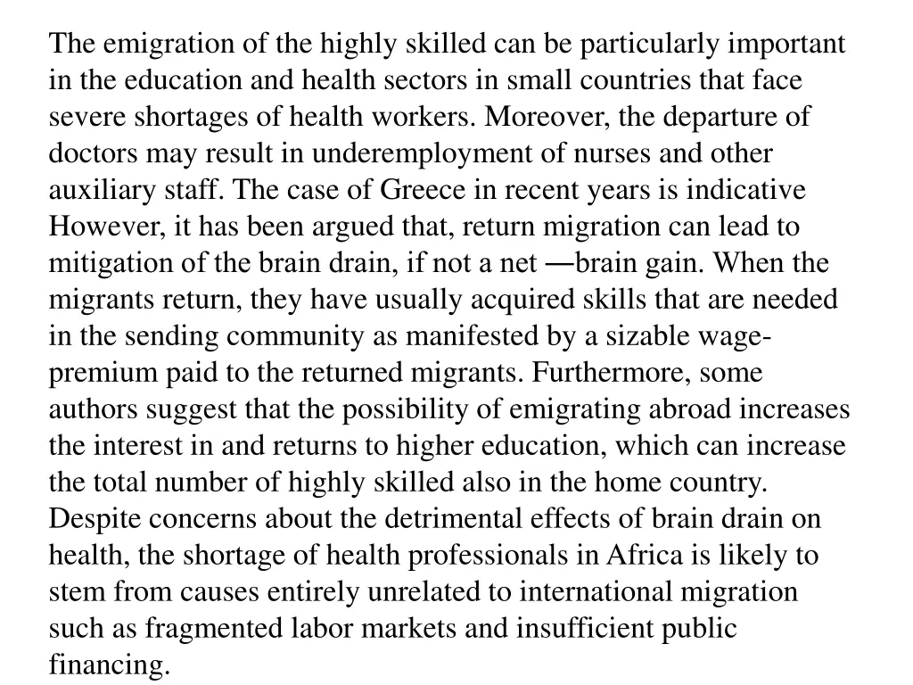 the emigration of the highly skilled