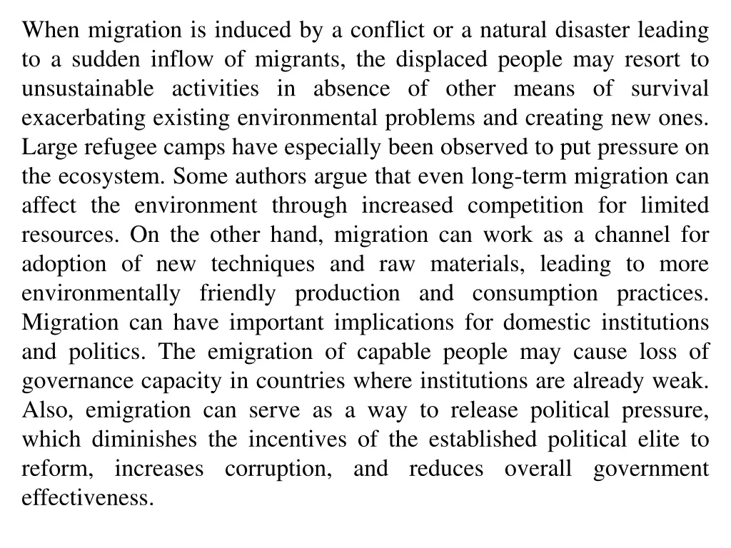 when migration is induced by a conflict