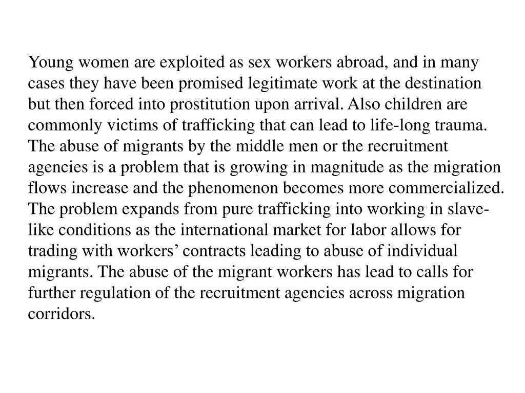 young women are exploited as sex workers abroad