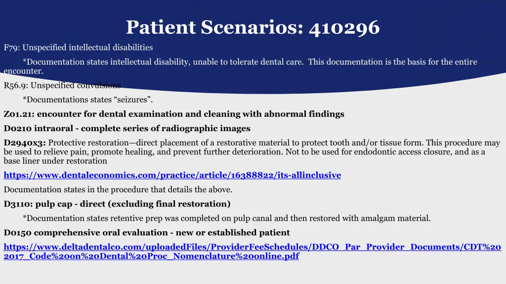 patient scenarios 410296