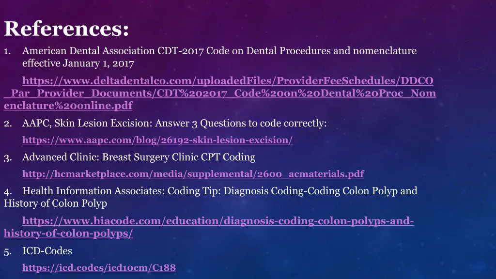 references 1 american dental association cdt 2017