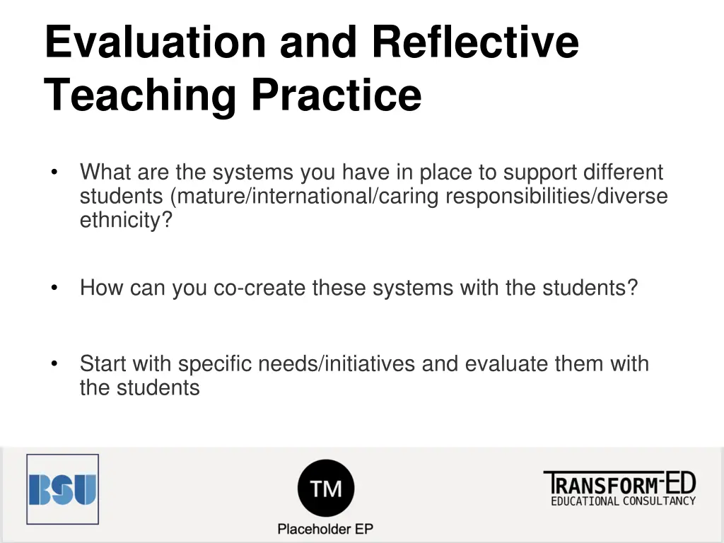 evaluation and reflective teaching practice
